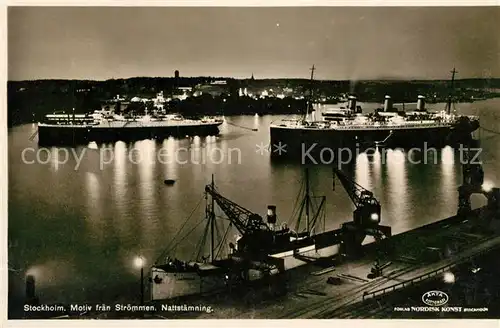 AK / Ansichtskarte Stockholm Stroemmen Nachtaufnahme Stockholm