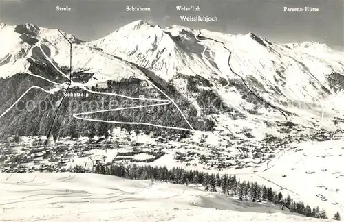 AK / Ansichtskarte Davos_Dorf_GR Braema Bueel Parsenn Strela Davos_Dorf_GR