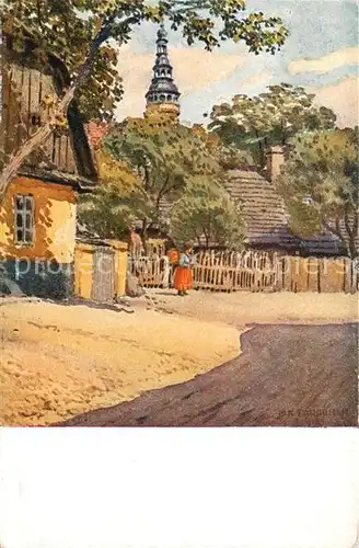 AK / Ansichtskarte Domazlice Stadtansicht Kuenstlerkarte Domazlice