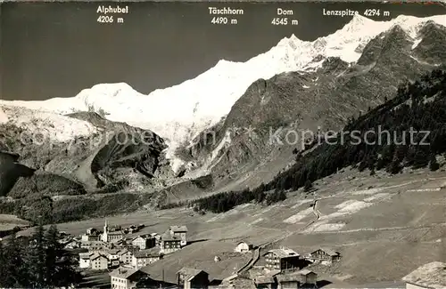 AK / Ansichtskarte Saas Fee Fee Gletscher Alphubel Taeschhorn Dom Lenzspitze Saas Fee