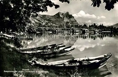 AK / Ansichtskarte Weesen_Walensee Ruderboote Panorama Weesen_Walensee