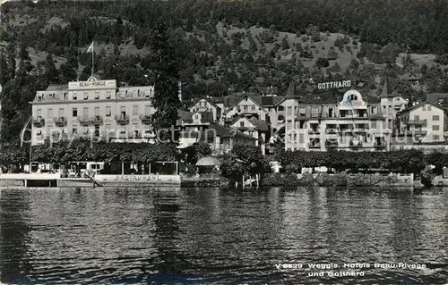 AK / Ansichtskarte Weggis_Vierwaldstaettersee Hotel Beau Rivage Hotel Gotthard Weggis_Vierwaldstaettersee