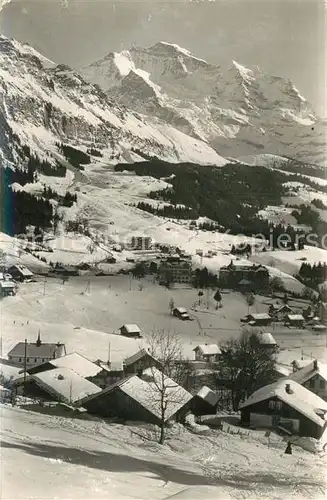 AK / Ansichtskarte Wengen_BE Panorama Jungfrau Winterlandschaft Wengen_BE