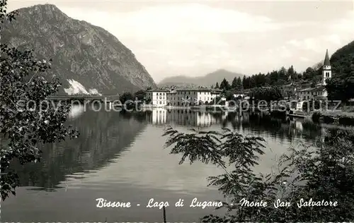AK / Ansichtskarte Bissone_Lago_di_Lugano Panorama Monte San Salvatore Bissone_Lago_di_Lugano