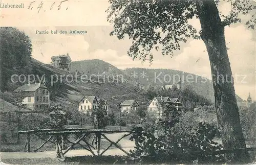 AK / Ansichtskarte Bad_Liebenzell Partie bei den Anlagen Holzbruecke Kurort im Schwarzwald Bad_Liebenzell