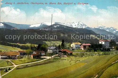 AK / Ansichtskarte Alzing_Traunstein mit Maria Eck Hochfelln und Hochgern Chiemgauer Alpen Alzing_Traunstein