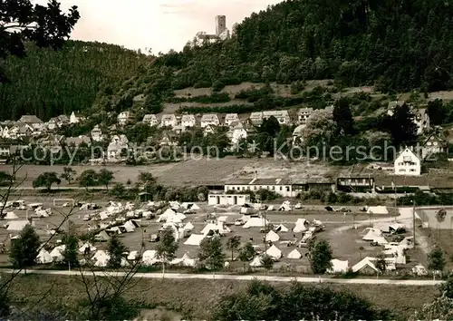 AK / Ansichtskarte Bad_Liebenzell Campingplatz Blick zur Burg Bad_Liebenzell