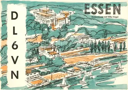 AK / Ansichtskarte Essen_Ruhr Baldeneysee mit Villa Huegel Kuenstlerkarte Essen_Ruhr