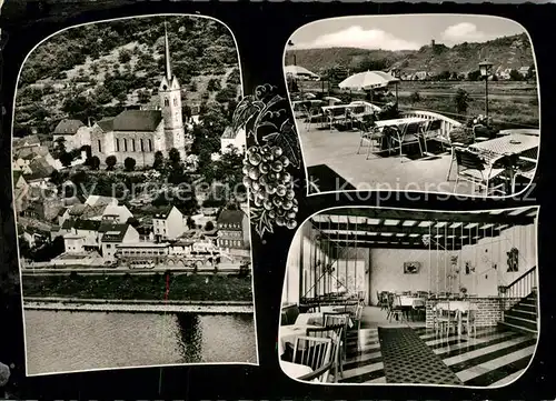 AK / Ansichtskarte Dieblich Hotel Pension Wingendorf Restaurant Terrasse Kirche Fliegeraufnahme Dieblich