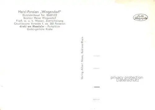 AK / Ansichtskarte Dieblich Hotel Pension Wingendorf Restaurant Terrasse Kirche Fliegeraufnahme Dieblich