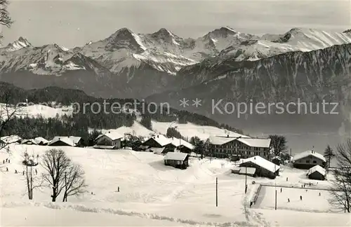 AK / Ansichtskarte Beatenberg Panorama Eiger Moench Jungfrau Breithorn Winterpanorama Beatenberg