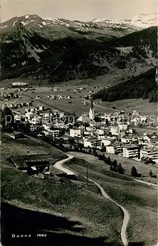 AK / Ansichtskarte Davos_Dorf_GR Kirche Panorama Davos_Dorf_GR