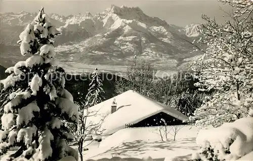 AK / Ansichtskarte Leysin Dents du Midi Winterlandschaft Leysin