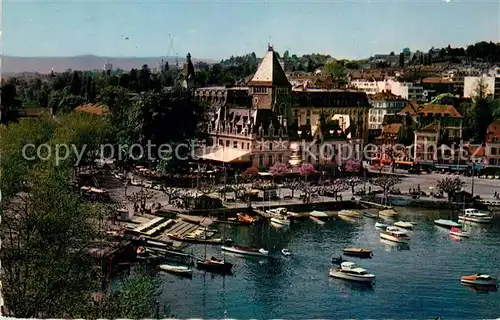 AK / Ansichtskarte Lausanne_Ouchy Le Port et lHotel Le Chateau Lausanne Ouchy