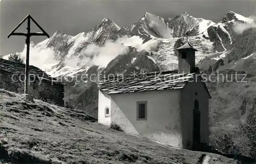 AK / Ansichtskarte Saas_Grund Kapelle auf Triftalp mit Mischabelgruppe Saas_Grund