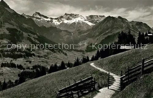 AK / Ansichtskarte Adelboden Hoernliweg mit Steghorn Wildstrubel Ammertenspitz Adelboden