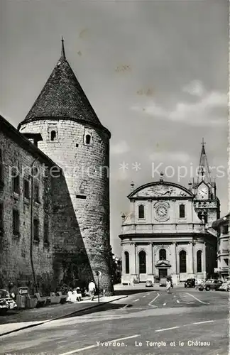 AK / Ansichtskarte Yverdon_VD Le Temple et le Chateau Yverdon_VD