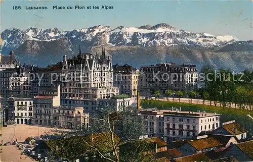 AK / Ansichtskarte Lausanne_VD Place du Flon et les Alpes Lausanne VD