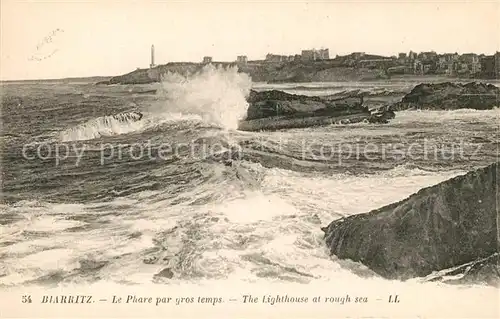 AK / Ansichtskarte Biarritz_Pyrenees_Atlantiques Le Phar par gros temps Biarritz_Pyrenees