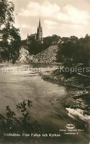 AK / Ansichtskarte Trollhaettan Fran Fallen och Kyrkan Trollhaettan