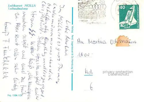 AK / Ansichtskarte Moelln_Lauenburg Fliegeraufnahme Moelln_Lauenburg