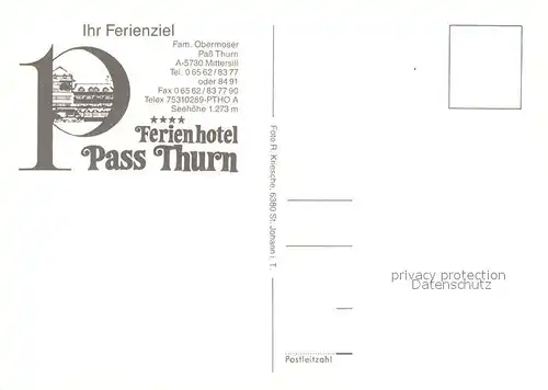 AK / Ansichtskarte Mittersill_Oberpinzgau Ferienhotel Pass Thurn Mittersill Oberpinzgau