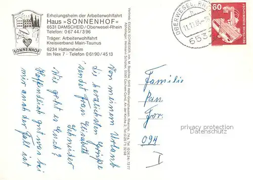 AK / Ansichtskarte Damscheid Haus Sonnenhof  Damscheid
