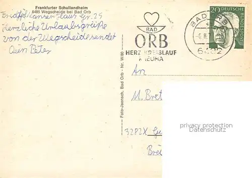 AK / Ansichtskarte Wegscheide_Bad_Orb Frankfurter Schullandheim Wegscheide_Bad_Orb