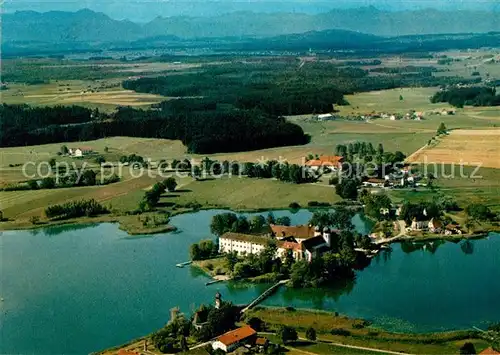 AK / Ansichtskarte Seeon Seebruck Inselschloss Fliegeraufnahme Seeon Seebruck