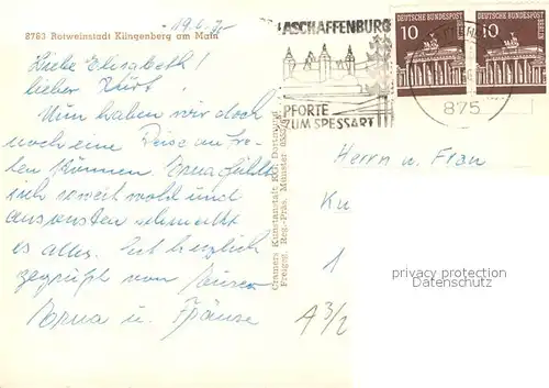 AK / Ansichtskarte Klingenberg_Main Fliegeraufnahme Klingenberg Main