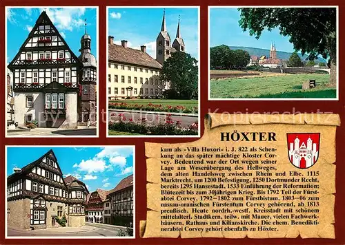 AK / Ansichtskarte Hoexter_Weser Rathaus Schloss Corvey Dechanei Hoexter Weser