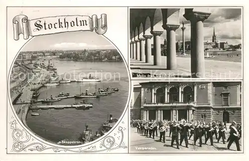 AK / Ansichtskarte Stockholm Skeppsbron Motiv fran Stadshuset Vaktparaden Stockholm
