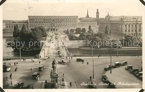 AK / Ansichtskarte Stockholm Slottet och Riksdagshuset Stockholm
