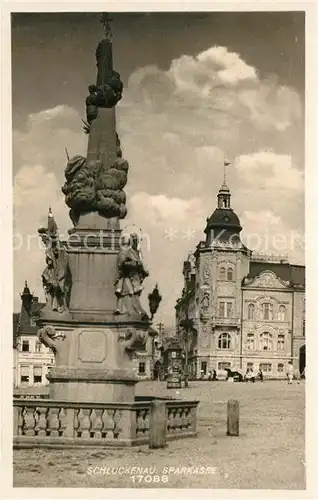 AK / Ansichtskarte Schluckenau Monument Sparkasse Schluckenau