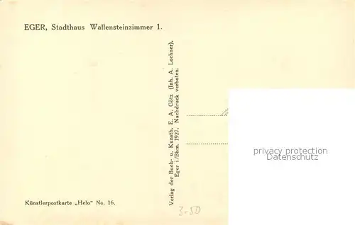 AK / Ansichtskarte Eger_Cheb_Tschechien Stadthaus Wallensteinzimmer 