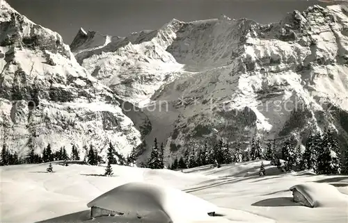 AK / Ansichtskarte Grindelwald Bussalp Finsteraarhorn Fieschenhoerner Winter Grindelwald