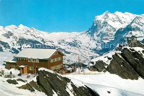 AK / Ansichtskarte Kleine_Scheidegg_Wengen Restaurant Grindelwaldblick Wetterhorn Winter Kleine_Scheidegg_Wengen