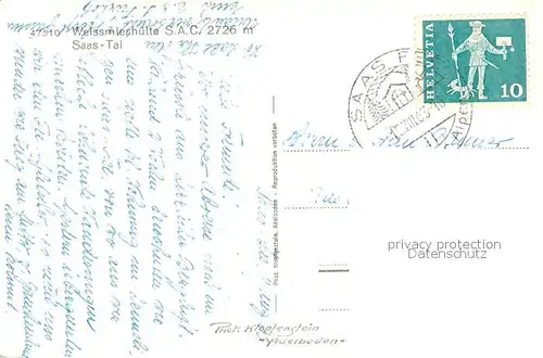AK / Ansichtskarte Saas Fee Weissmieshuette S A C Saas Fee
