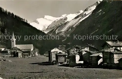 AK / Ansichtskarte Saas_Almagell_VS Kirche Seewenhorn Rothorn Saas_Almagell_VS