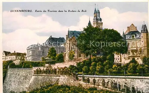 AK / Ansichtskarte Luxembourg Entree des Touristes dans les Rochers du Bock Luxembourg
