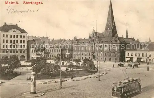 AK / Ansichtskarte Malmoe Stortorget Strassenbahn Malmoe