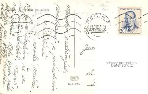 AK / Ansichtskarte Decin Schwimmbad Decin