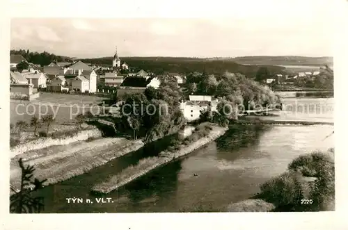 AK / Ansichtskarte Tyn_nad_Vitavou_Tein Fliegeraufnahme Partie am Fluss Tyn_nad_Vitavou_Tein