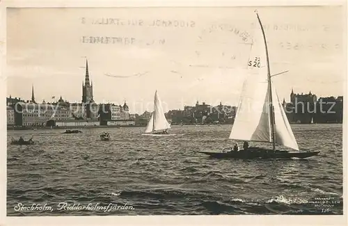 AK / Ansichtskarte Stockholm Riddarholmsfjaerden Segelboot Stockholm