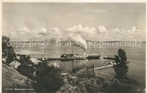 AK / Ansichtskarte Hven Baeckvikens hamn Hafen Dampfer Hven
