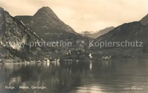 AK / Ansichtskarte Merok_Norwegen Geiranger Bucht Berge Merok Norwegen