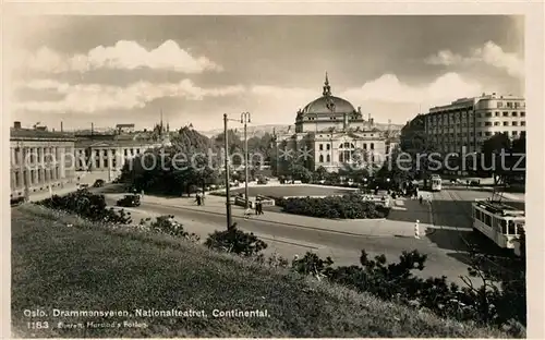 AK / Ansichtskarte Oslo_Norwegen Drammansveien Nationalteatret Continental Oslo Norwegen