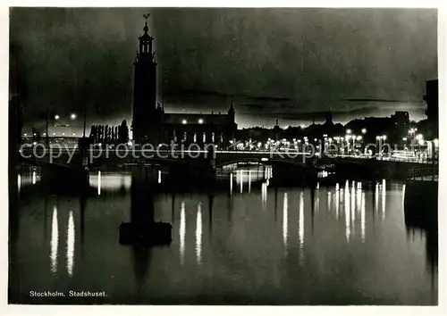 AK / Ansichtskarte Stockholm Stadshuset Rathaus Nachtaufnahme Stockholm