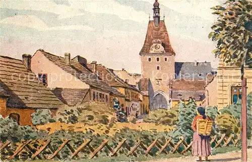 AK / Ansichtskarte Domazlice Stadtansicht Kuenstler Jan Paroubek Domazlice