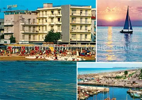 AK / Ansichtskarte Riccione Hotel Excelsior Segelboot Sonnenuntergang Hafen Riccione